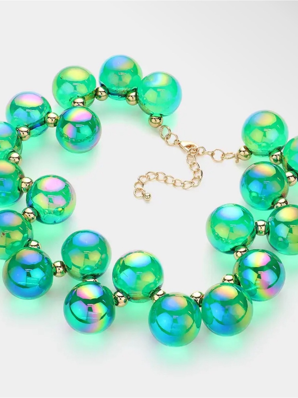 Iridescent Green Bubble Statement Necklace - Women Jewelry